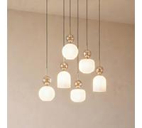 TK Lighting Sophia hanging light, 6-bulb, white/cognac, 65 cm long, E14
