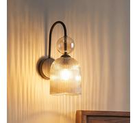 TK Lighting Sophia wall light, cognac/black, glass, height 33.5 cm, E14
