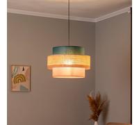 TK Lighting Trio hanging light, jute shade, petrol/natural brown/orange Ø 50cm