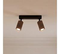TK Lighting Tune ceiling spotlight, 2-bulb, brown, metal, length 44 cm