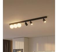 TK Lighting Vox ceiling light, 6-bulb, glass, black, length 159 cm