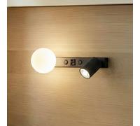TK Lighting Vox wall light, black, glass, width 35 cm, USB