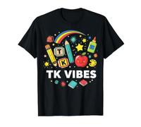 TK Teacher First Day TK Vibes Transitional Early Learning Value Graphic T-Shirt, Men, Black, L