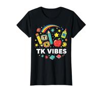 TK Teacher First Day TK Vibes Transitional Early Learning Value Graphic T-Shirt, Women, Black, L