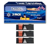 TK130 Toner Cartridges Compatible for Kyocera FS-1128MFP FS-1300D FS-1300DN FS-1350DN Printers, High-Definition Printing Effect with Chip, 8200 Pages (3 Pack Black)
