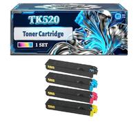 TK520 Toner Cartridge Compatible for Kyocera FS-C5015 FS-C5015N Printers, With Chip Large Capacity 6000 Pages (4-Pack BK/C/M/Y)