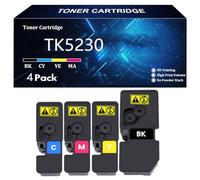 TK5230 Toner Cartridge for Kyocera TK-5230K TK-5230C TK-5230M TK-5230Y Compatible for Kyocera ECOSYS M5521cdn M5521cdw P5021cdn P5021cdw Printer with Chip,4 Color-4 Pack