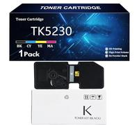 TK5230 Toner Cartridge for Kyocera TK-5230K TK-5230C TK-5230M TK-5230Y Compatible for Kyocera ECOSYS M5521cdn M5521cdw P5021cdn P5021cdw Printer with Chip,Black-1 Pack