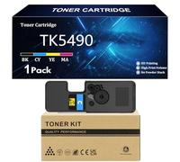 TK5490 Toner Cartridge for Kyocera TK-5490K TK-5490C TK-5490M TK-5490Y Compatible for Kyocera ECOSYS PA2101cwx PA2101Cx MA2101cfx MA2101cwfx Printer with Chip,Cyan-1 Pack