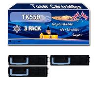 TK550 Toner Cartridges Compatible for Kyocera FS-C 5200 DN Printers, High-Definition Printing Effect with Chip, 7000 Pages (3 Pack Black)