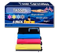 TK550 Toner Cartridges Compatible for Kyocera FS-C 5200 DN Printers, High-Definition Printing Effect with Chip, 7000 Pages (4-Pack BK/C/M/Y)