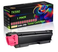 TK590 Compatible for Kyocera Toner Cartridge with Chip FS-C2026 FS-C2026MFP FS-C2026MFP+ FS-C2126 Printers (1 Pack Magenta)