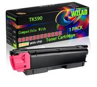 TK590 Compatible for Kyocera Toner Cartridge with Chip FS-C2026 FS-C2026MFP FS-C2026MFP+ FS-C2126 Printers (1 Pack Magenta)