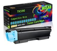 TK590 Compatible for Kyocera Toner Cartridge with Chip FS-C2026 FS-C2026MFP FS-C2026MFP+ FS-C2126 Printers (1 Pack Cyan)