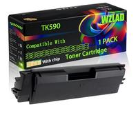 TK590 Compatible for Kyocera Toner Cartridge with Chip FS-C2026 FS-C2026MFP FS-C2026MFP+ FS-C2126 Printers (1 Pack Black)