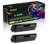 TK590 Compatible for Kyocera Toner Cartridge with Chip FS-C2026 FS-C2026MFP FS-C2026MFP+ FS-C2126 Printers (2 Pack Black)