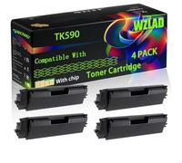 TK590 Compatible for Kyocera Toner Cartridge with Chip FS-C2026 FS-C2026MFP FS-C2026MFP+ FS-C2126 Printers (4 Pack Black)