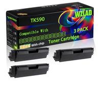 TK590 Compatible for Kyocera Toner Cartridge with Chip FS-C2026 FS-C2026MFP FS-C2026MFP+ FS-C2126 Printers (3 Pack Black)