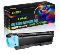 TK590 Compatible for Kyocera Toner Cartridge with Chip FS-C2526MFP FS-C2626MFP FS-C5250 FS-C5250DN ECOSYS Printers (1 Pack Cyan)