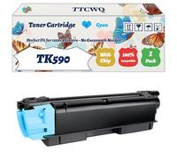 TK590 Toner Cartridge Compatible for Kyocera FS-C2026 FS-C2026MFP FS-C2026MFP+ FS-C2126 FS-C2126MFP Printers, with Chip, High Yield 7000 Pages, High-Definition Printing (1 Pack Cyan)