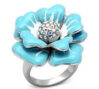 TK817 - High polished (no plating) Stainless Steel Ring with Top Grade Crystal in Aurora Borealis (Rainbow Effect), Metal, No Gemstone