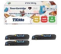 TK880 Toner Cartridge Compatible for Kyocera FS-C8500DN Printers, with Chip, High Yield 25000 Pages, High-Definition Printing (3 Pack Black)