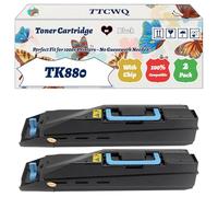 TK880 Toner Cartridge Compatible for Kyocera FS-C8500DN Printers, with Chip, High Yield 25000 Pages, High-Definition Printing (2 Pack Black)