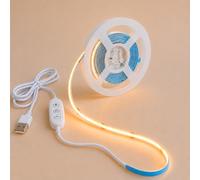 TK99SW 1M COB LED Strip, 2700K Warm White Flexible Dimmable USB LED Strip Lights with Sticky Back, 320Leds/M 8mm Wide, CRI 92+ for Backlight, Ambient Lighting to TV, Mirror, Under Cabinet, Shelf