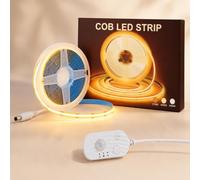 TK99SW Motion Sensor COB LED Strip Light 3 m, Warm White 2700K Flexible Dimmable Movement Activated Auto ON/Off LED Tape with 1.5M USB Powered Cable for Stairs Closet Mirror DIY Lighting 960LEDs