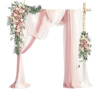 Tkasniy Hanging Wedding Arch Flowers Kit (Pack of 5) 2Pc Artificial Flower Arrangement 3Pc Drapes, for Wedding Ceremony Arbor and Reception Backdrop Decoration