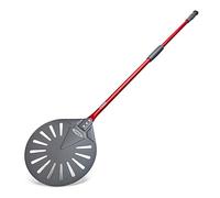 TKC 9" Perforated Pizza Peel - Professional Aluminum Pizza Turning Peel - Long Handle Metal Pizza Spatula for Indoor and Outdoor - Lightweight Non-Stick Pizza Turner - Ooni Pizza Oven Accessories RED
