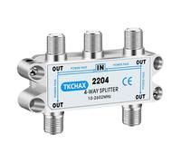 TKCHAX 4 Way Coaxial Cable Splitter,Support 10-2602MHz, RG6 Compatible, Nickel-Plated for Cable Splitter,Work with CATV, Satellite TV,Antenna System and MoCA Configurations