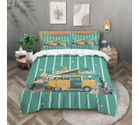 TKCQX Quilt Cover Single Camper Van Hawaiian Beach Single Duvet Cover Set for Kids Boys Girls Aldult Bedding Made of Microfiber with Pillowcase 50x75 cm