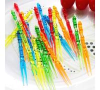 TKDKSFD 200pcs Disposable Plastic Fruit Forks,Forks Bistro Cocktail Forks Tasting Appetizer Forks Set Mini Cake Forks Set Toothpick Forks Portable Salad Fruit Forks 4" (Multicolor)