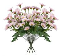 tkerinse 5 Bundles Artificial Sunset Mums Flowers for Outdoor, No Fade Fake Silk Mum Sunset Mums Flower, Simulated Daisy Flowers Faux Plants for Front Porch Hanging Planter Decoration