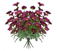 tkerinse 5 Bundles Artificial Sunset Mums Flowers for Outdoor, No Fade Fake Silk Mum Sunset Mums Flower, Simulated Daisy Flowers Faux Plants for Front Porch Hanging Planter Decoration