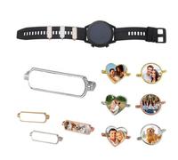 tkerinse Custom Photo Watch Band Charm, Personalized Smart Watch Photo Charm, Customized Picture Watches Accessories for Band From 38mm to 45mm for Women Men Wedding Birthday (Silvery Round)
