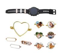 tkerinse Custom Photo Watch Band Charm, Personalized Smart Watch Photo Charm, Customized Picture Watches Accessories for Band From 38mm to 45mm for Women Men Wedding Birthday (Golden Rectangular)