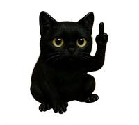 tkerinse Fun Mini Middle Finger Animal Statue, Middle Finger Cat Resin Ornament, Funny Middle Finger Desktop Statue Black Cat Figurine Sculpture for Office Tabletop Desk Gift