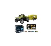 tkerinse Mini RC Truck, 1/64 Scale Alloy Truck Toy, Remote Control Semi Trucks with Trailer, USB Rechargeable RC Car Offroad Toys Micro Car Gifts for Adults Kids (Green)