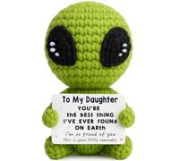 TKGIFTHOT Sentimental Gift for Daughter from Mom, Dad, Best Thing Found on Earth Crochet Alien Inspirational Birthday, Graduation Present for Daughter