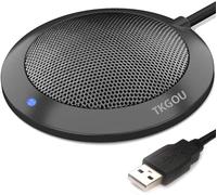 TKGOU Conference USB Microphone, Computer Desktop Mic with LED Indicator | Plug & Play Omnidirectional Condenser PC for Online Meeting, Class, Skype, Recording, Zoom, (No Speakers Included)