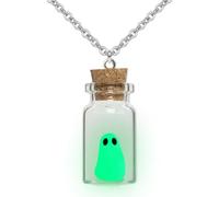TKHLT Ghost in A Bottle Pendant Necklace,Glow In The Dark Ghost Necklace The Adopt A Ghost Necklace Halloween Jewelry for Women and Men, Zinc, No Gemstone, Zinc, No Gemstone