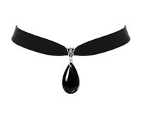 TKHLT Vampire Dripping Blood Necklace Gothic Teardrop Pendent Velvet Choker Halloween Jewelry for Women, Universal Size, Glass Velvet, No Gemstone