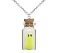 TKHLT Yellow Ghost in a Bottle Pendent Necklace,Glow in The Dark Ghost Necklace,The Adopt a Ghost Halloween Accessories for Women and Men