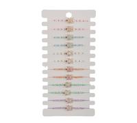 Tkidplw 12Pieces Turtles Pattern Unisex Jewelry Set Flexible Braided Bracelets Featuring Wood Beads Crystal Stones Alloy Part Handmade Braided Bracelets