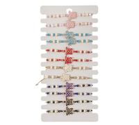 Tkidplw 12Pieces Turtles Pattern Unisex Jewelry Set Flexible Braided Bracelets Featuring Wood Beads Crystal Stones Alloy Part Handmade Braided Bracelets