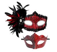Tkidplw 2 Pcs Halloween Half Face Costume Venetians Masquerade Party For Woman Man