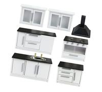 Tkidplw 7 Part Artisanal Small Kitchen Set Realistic Oaken Model House Furniture 1 12 Scale Pretend Small Kitchen Accessories