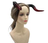 Tkidplw Devil Horns Headband, Black and red CORNER FACING BACK